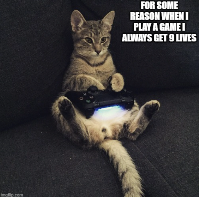 imgflip.com FOR SOME REASON WHEN I PLAY A GAME I ALWAYS GET 9 LIVES