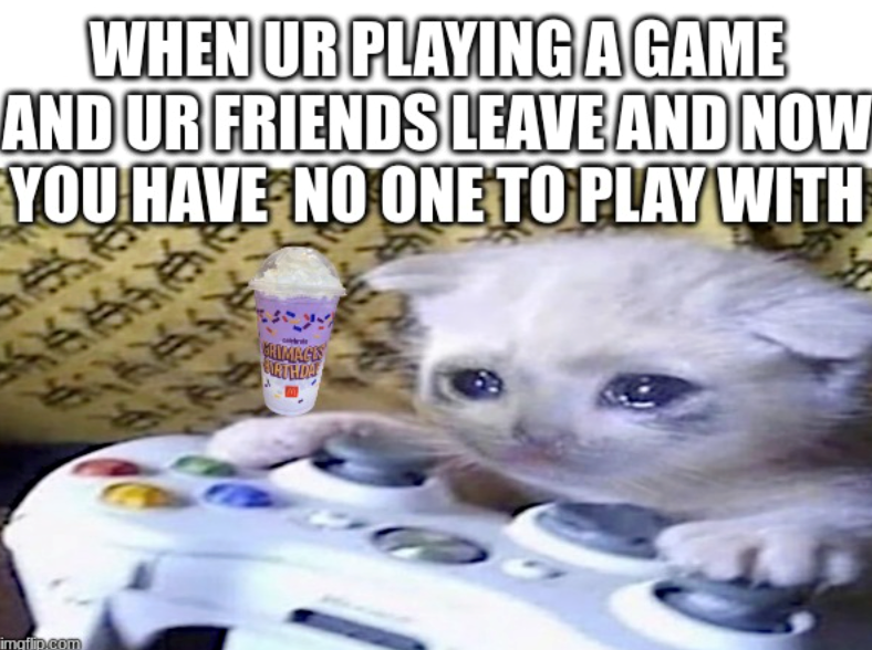 WHEN UR PLAYING A GAME AND UR FRIENDS LEAVE AND NOW YOU HAVE NO ONE TO PLAY WITH imgflip.com GRIMAGES ATHO