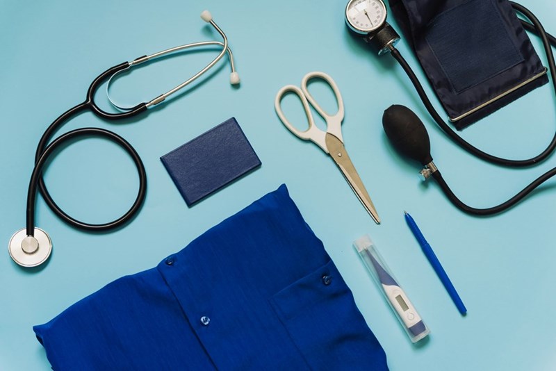 Doctor kit including real doctor equipment, illustrating a thoughtful birthday gift.
