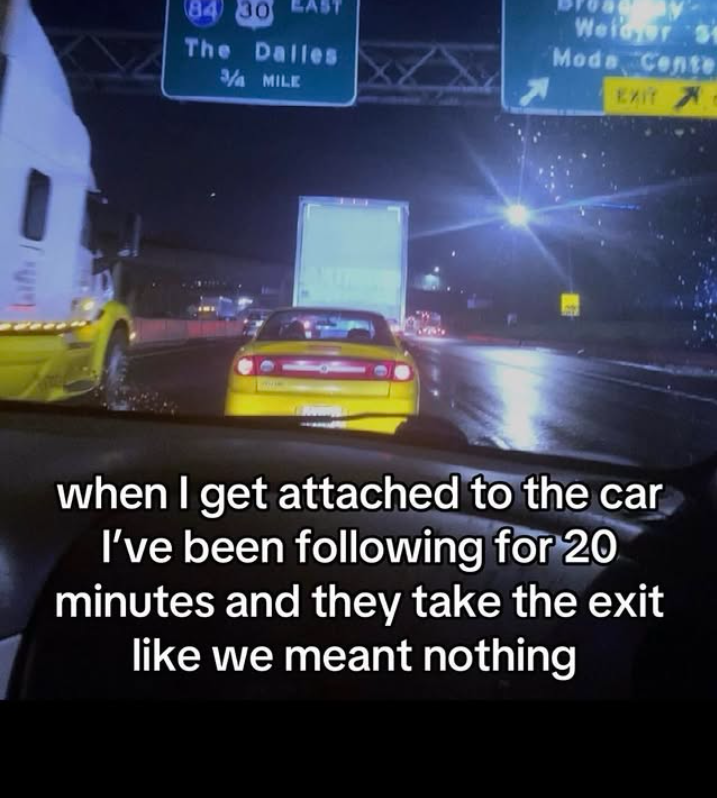 84 30 The Dalles 3/4 MILE Welgur St Moda Cente EXIT X when I get attached to the car I've been following for 20 minutes and they take the exit like we meant nothing