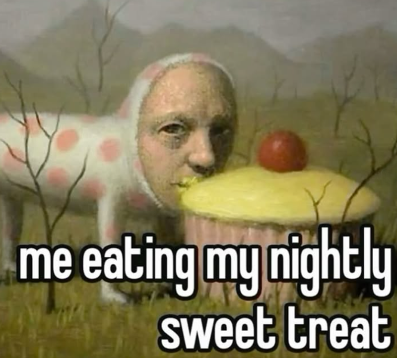 me eating my nightly sweet treat