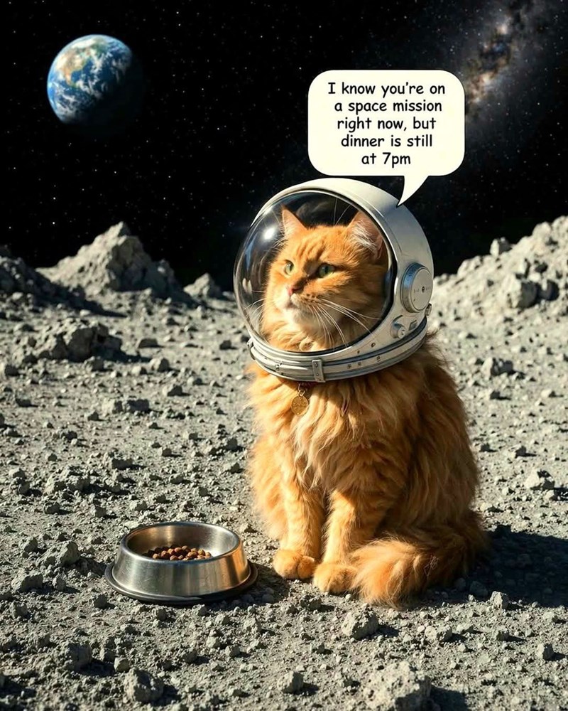 I know you're on a space mission right now, but dinner is still at 7pm
