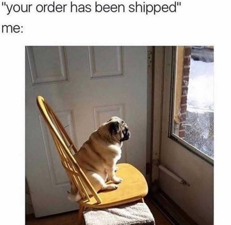 "your order has been shipped" me: