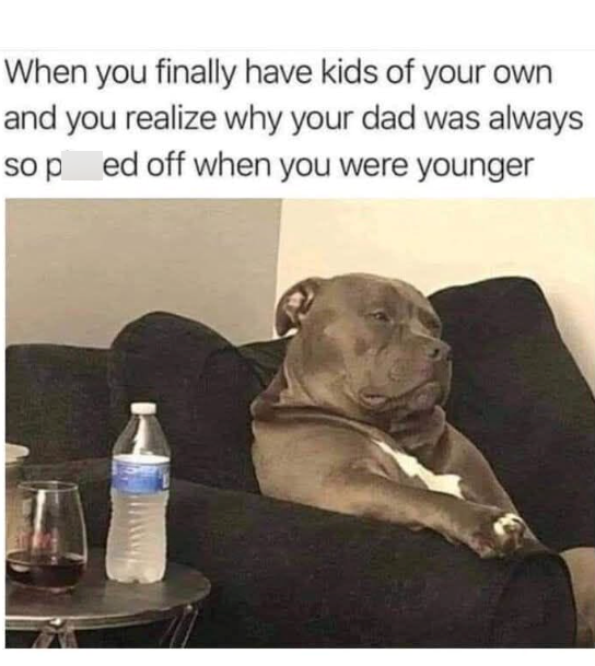 When you finally have kids of your own and you realize why your dad was always so ped off when you were younger