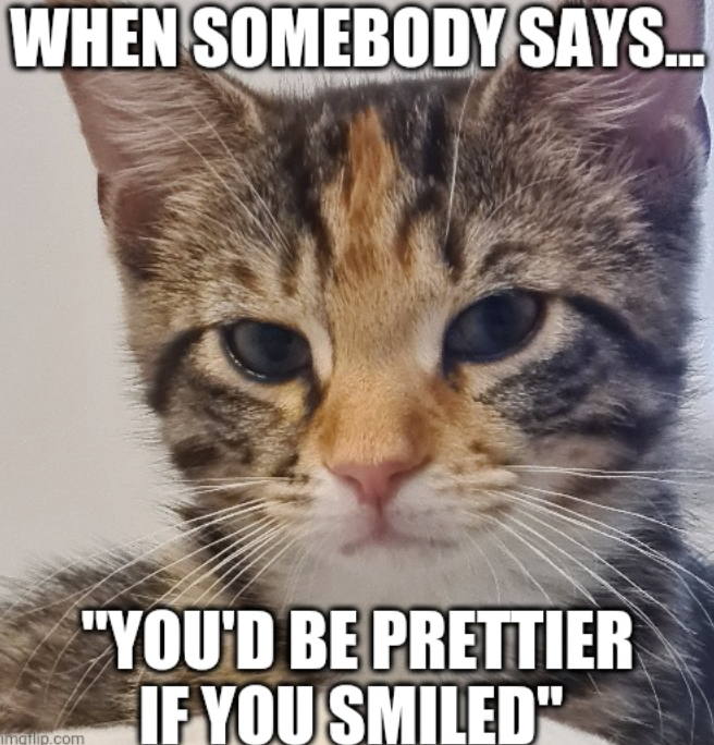 WHEN SOMEBODY SAYS... Imgflip.com "YOU'D BE PRETTIER IF YOU SMILED"