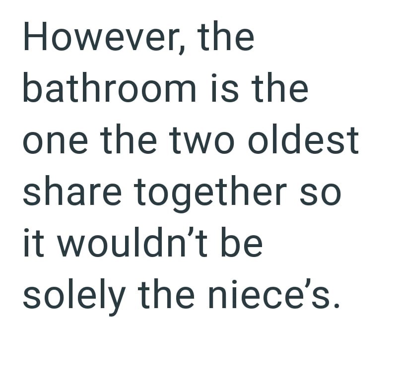 However, the bathroom is the one the two oldest share together so it wouldn't be solely the niece's.