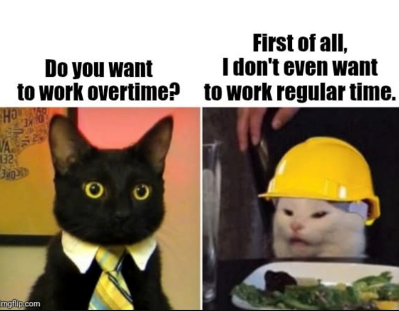 VA 32 30 Do you want to work overtime? First of all, I don't even want to work regular time. Imgflip.com