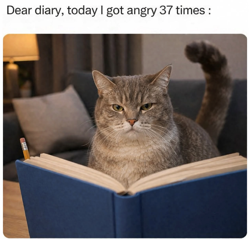 Dear diary, today I got angry 37 times:
