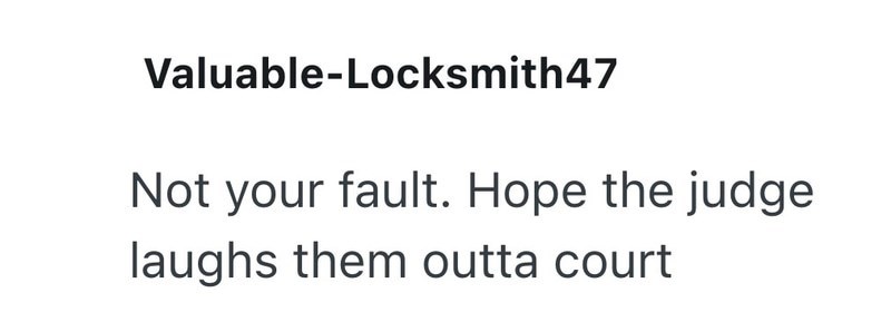 Valuable-Locksmith47 Not your fault. Hope the judge laughs them outta court