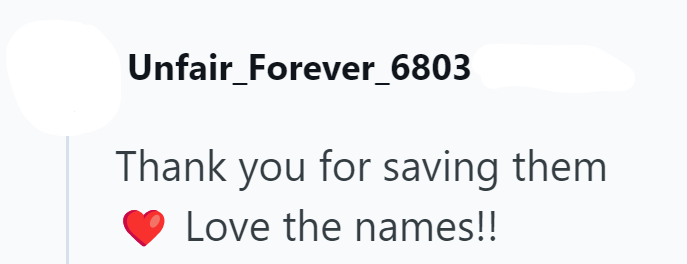 Unfair_Forever_6803 Thank you for saving them Love the names!!