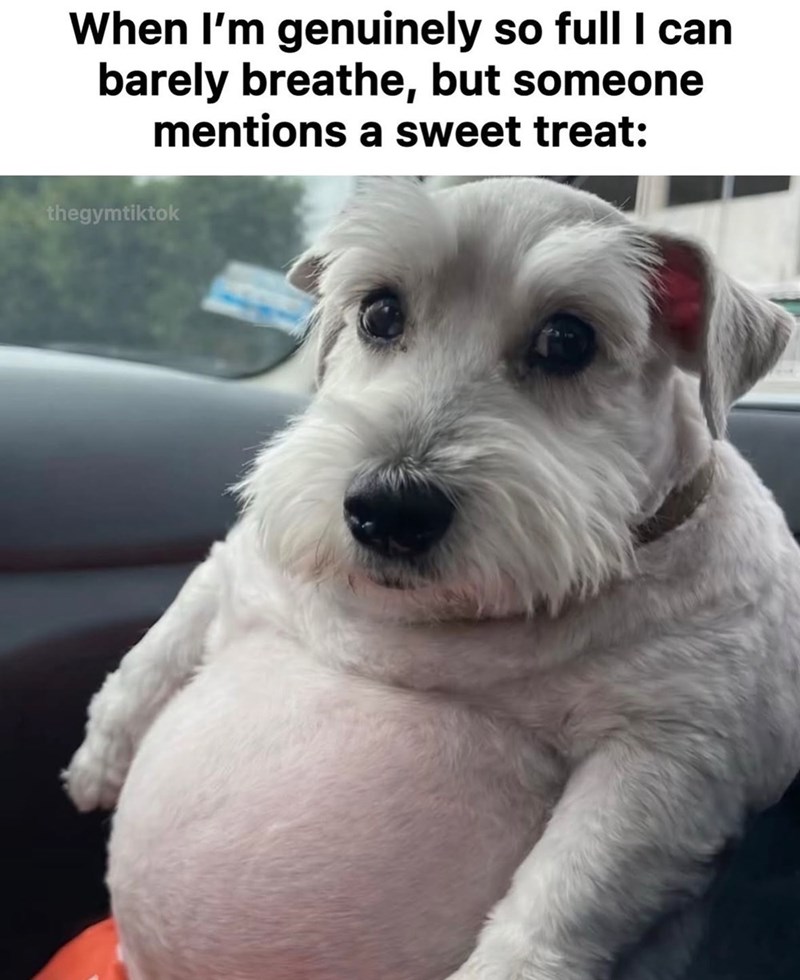 When I'm genuinely so full I can barely breathe, but someone mentions a sweet treat: thegymtiktok