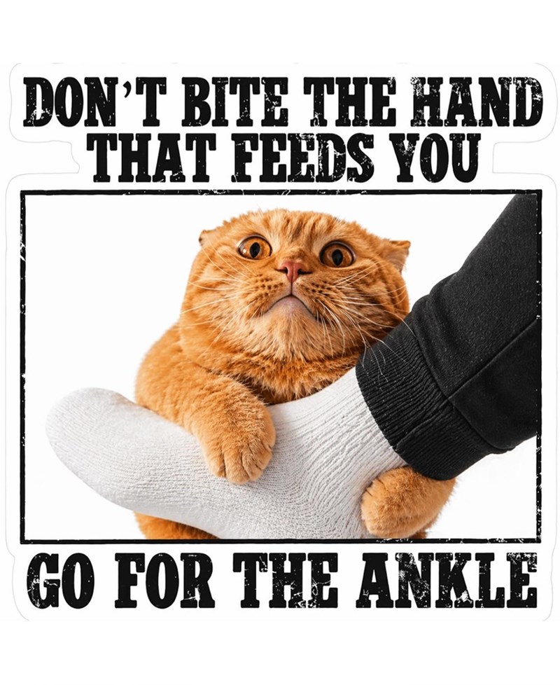 DON'T BITE THE HAND THAT FEEDS YOU GO FOR THE ANKLE