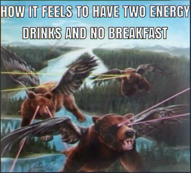 HOW IT FEELS TO HAVE TWO ENERGY DRINKS AND NO BREAKFAST W