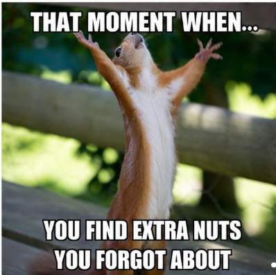 THAT MOMENT WHEN... YOU FIND EXTRA NUTS YOU FORGOT ABOUT