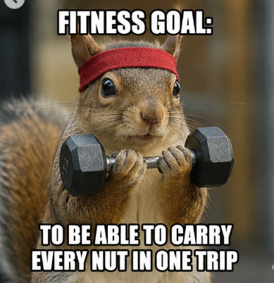 FITNESS GOAL: TO BE ABLE TO CARRY EVERY NUT IN ONE TRIP