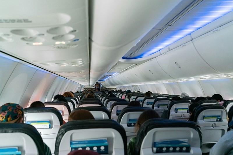 Coach passengers sit in their seats (because the seatbelt light is on) because of light turbulence, which is more interesting than sitting in their seats when there isn't any turbulence. 