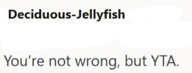 Deciduous-Jellyfish You're not wrong, but YTA.