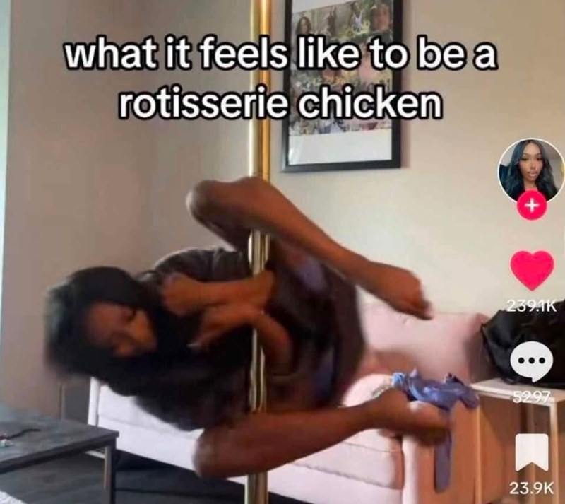 what it feels like to be a rotisserie chicken + 239.1K 5297 23.9K