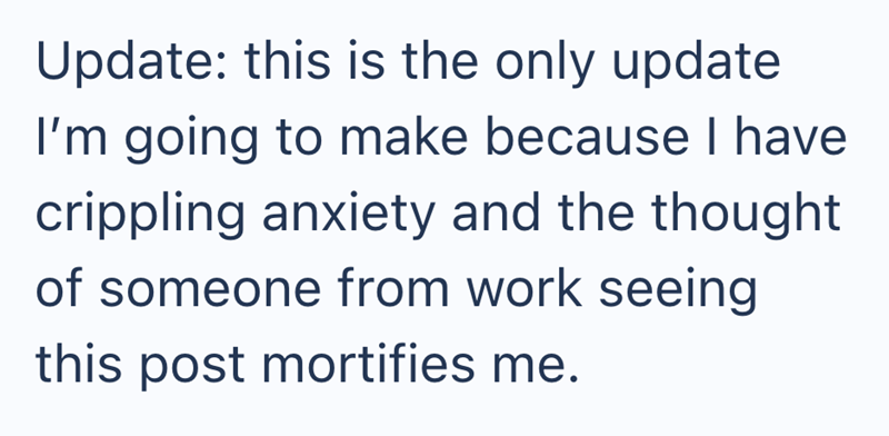 Update: this is the only update I'm going to make because I have crippling anxiety and the thought of someone from work seeing this post mortifies me.