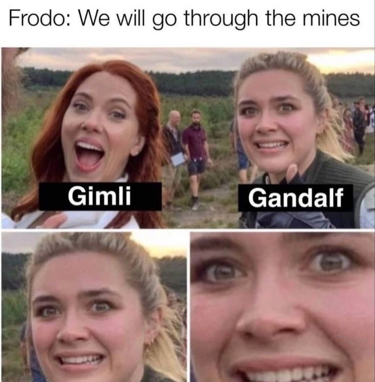 Frodo: We will go through the mines Gimli Gandalf