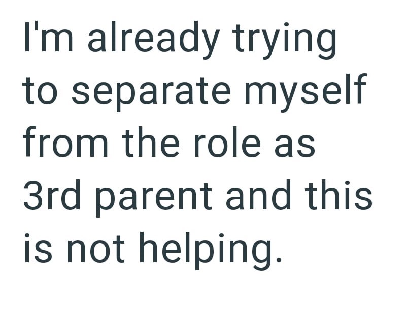 I'm already trying to separate myself from the role as 3rd parent and this is not helping.