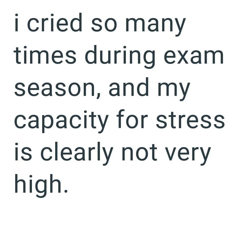 i cried so many times during exam season, and my capacity for stress is clearly not very high.