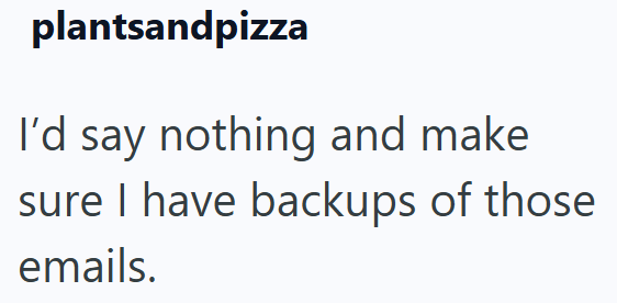 plantsandpizza I'd say nothing and make sure I have backups of those emails.