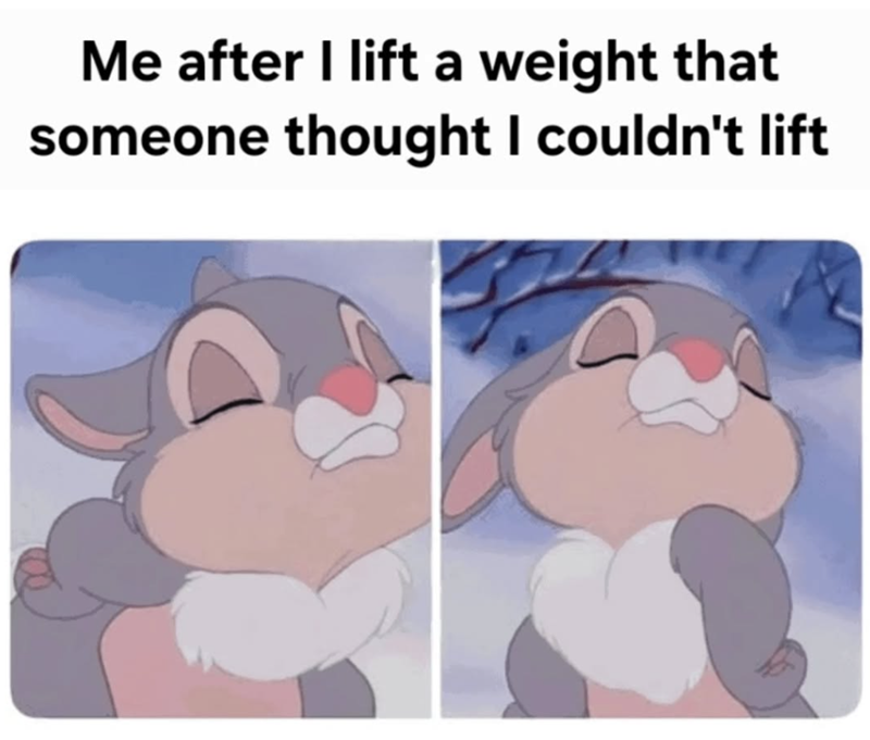 Me after I lift a weight that someone thought I couldn't lift