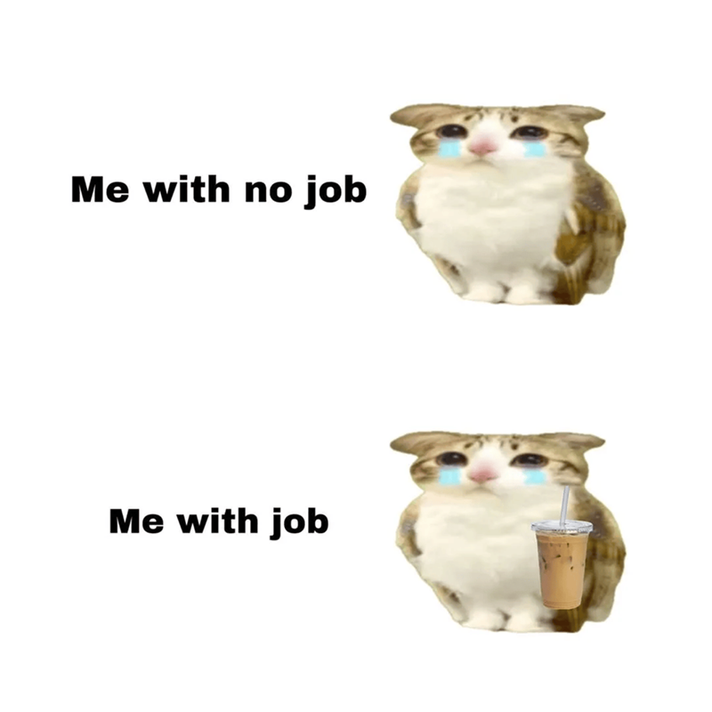 Me with no job Me with job