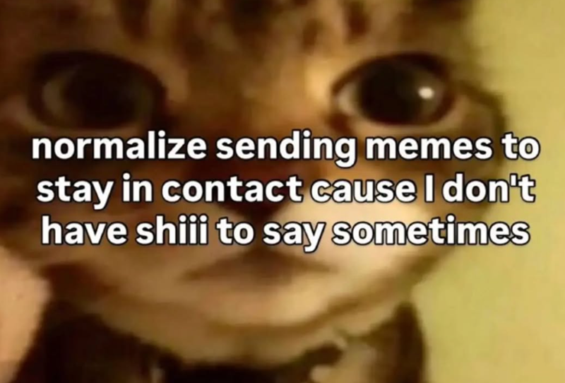 normalize sending memes to stay in contact cause I don't have shiii to say sometimes