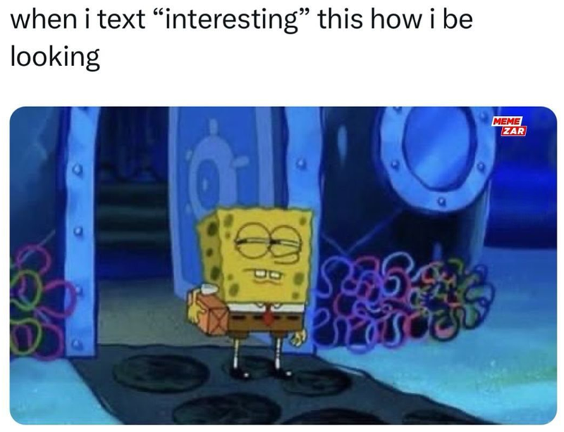 when i text "interesting" this how i be looking MEME ZAR