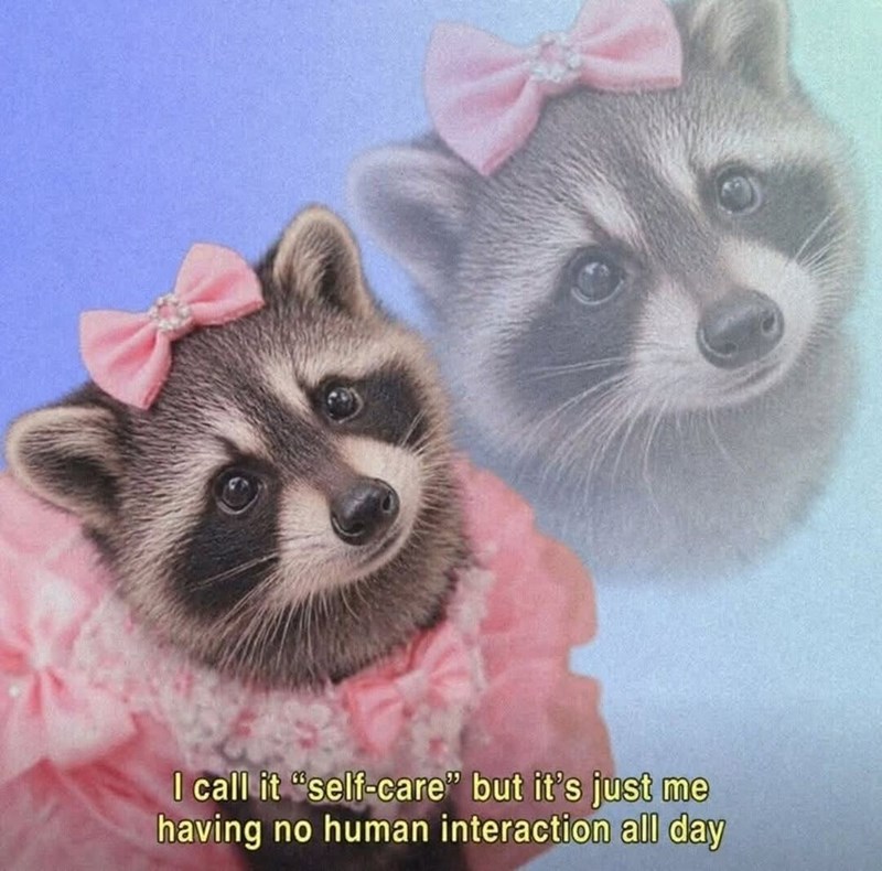 I call it "self-care" but it's just me having no human interaction all day