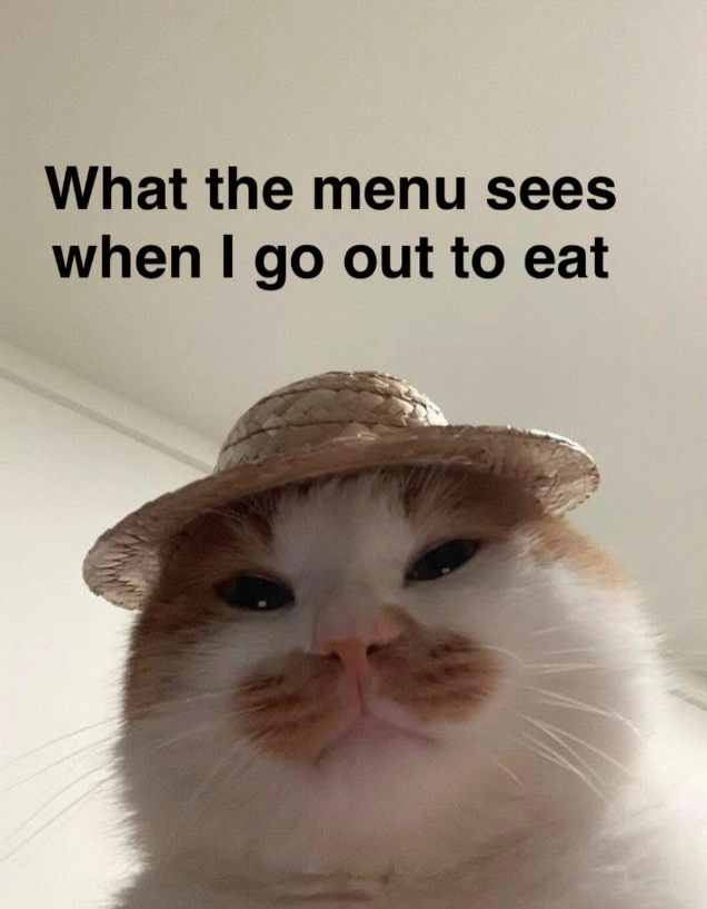 What the menu sees when I go out to eat