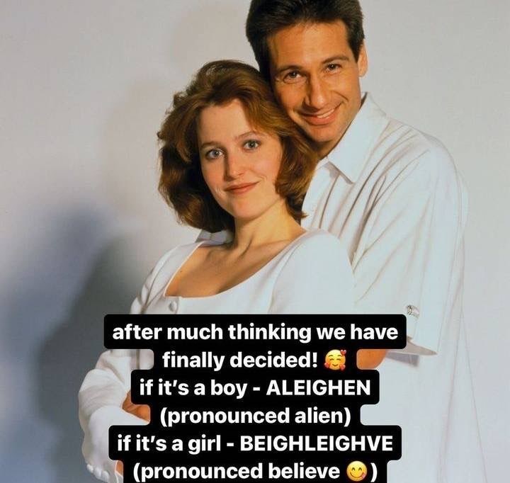 after much thinking we have finally decided! if it's a boy - ALEIGHEN (pronounced alien) if it's a girl - BEIGHLEIGHVE (pronounced believe ☺)