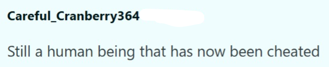 Careful_Cranberry364 Still a human being that has now been cheated