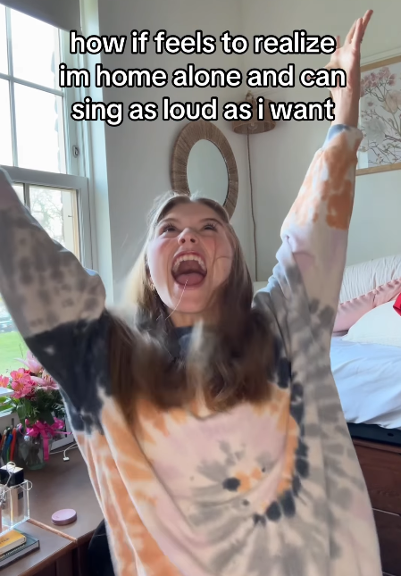 how if feels to realize im home alone and can sing as loud as i want