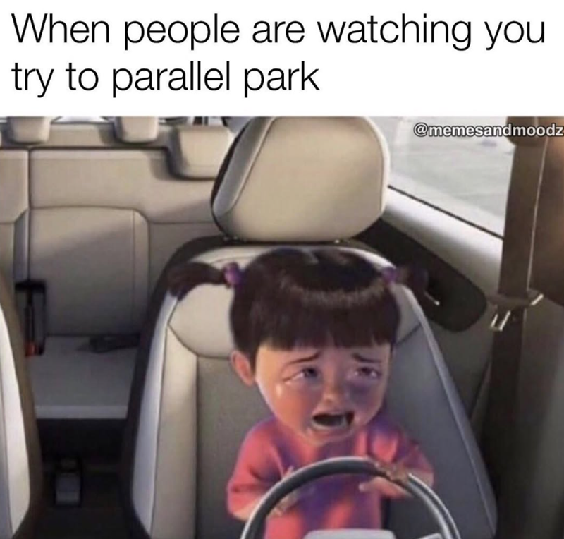 When people are watching you try to parallel park @memesandmoodz