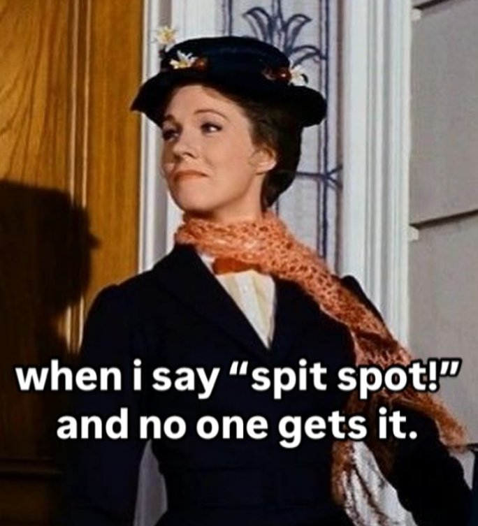 when i say "spit spot!" and no one gets it.