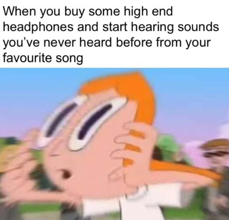 When you buy some high end headphones and start hearing sounds you've never heard before from your favourite song