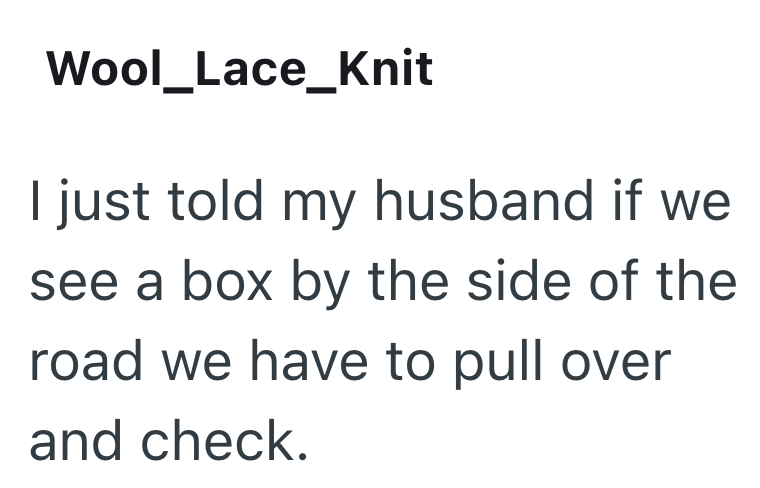 Wool_Lace_Knit I just told my husband if we see a box by the side of the road we have to pull over and check.