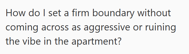 How do I set a firm boundary without coming across as aggressive or ruining the vibe in the apartment?