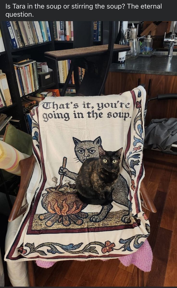 Is Tara in the soup or stirring the soup? The eternal question. LAND That's it, you're going in the soup.