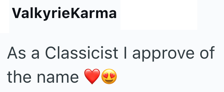 ValkyrieKarma As a Classicist I approve of the name