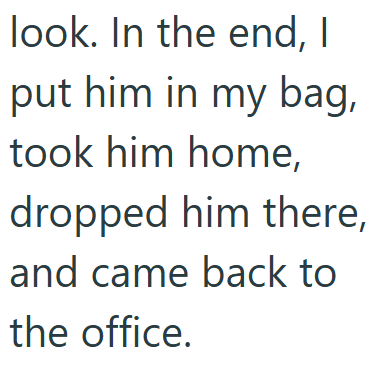 look. In the end, I put him in my bag, took him home, dropped him there, and came back to the office.