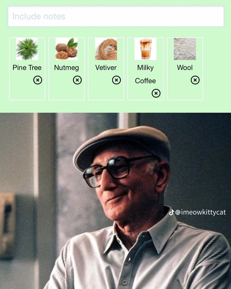 Include notes Pine Tree Nutmeg Vetiver Milky Wool ☑ Coffee @imeowkittycat