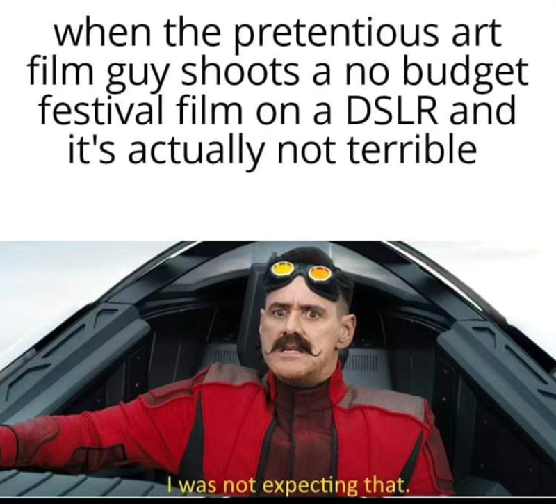 when the pretentious art film guy shoots a no budget festival film on a DSLR and it's actually not terrible. I was not expecting that.