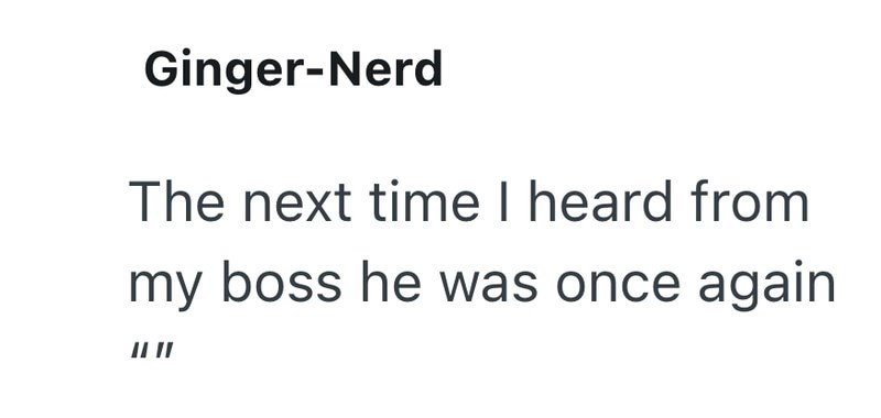 Ginger-Nerd The next time I heard from my boss he was once again II II