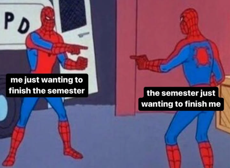 PD me just wanting to finish the semester the semester just wanting to finish me
