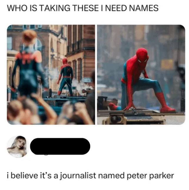 WHO IS TAKING THESE I NEED NAMES i believe it's a journalist named peter parker
