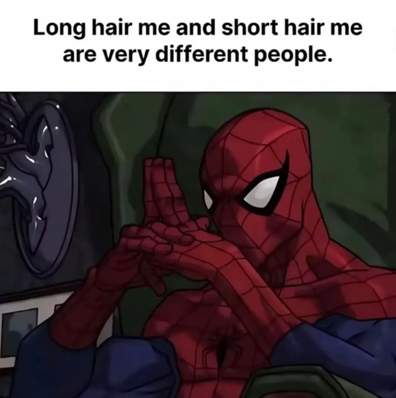 Long hair me and short hair me are very different people.